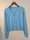 Women's V-Neck Button-Up Knitted Cardigan – Long Sleeve Casual Jacket for Autumn & Winter