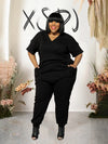 Women's Plus Size Cargo Jumpsuit - Chic and Elegant, Summer Casual, with Pockets