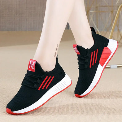 Women's Spring Sneakers - White Breathable Mesh Sports Shoes, Versatile Summer Flats