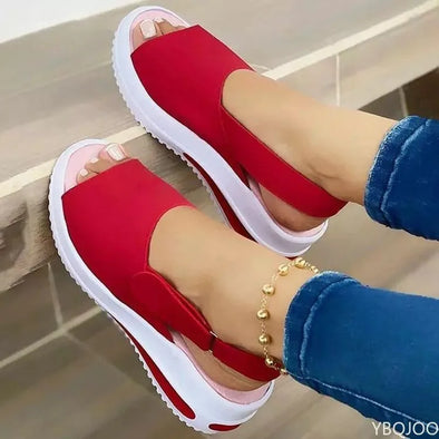 Women's Summer Shoes - Breathable Wedges Sneakers, Plus Size Trainers, Flat Vulcanize Sport Sandals
