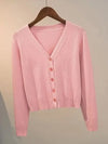Women's V-Neck Button-Up Knitted Cardigan – Long Sleeve Casual Jacket for Autumn & Winter