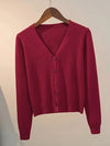 Women's V-Neck Button-Up Knitted Cardigan – Long Sleeve Casual Jacket for Autumn & Winter