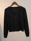 Women's V-Neck Button-Up Knitted Cardigan – Long Sleeve Casual Jacket for Autumn & Winter