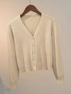 Women's V-Neck Button-Up Knitted Cardigan – Long Sleeve Casual Jacket for Autumn & Winter
