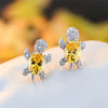 Yellow Gradient Turtle Stud Earrings with rainbow zircon stones –  Yellow front view
