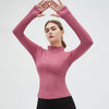 Zip-Front Yoga Shirt – full-zip design in pink, styled for gym workouts
