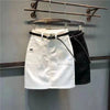 black & White patchwork denim mini skirt front view