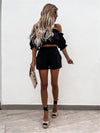 Women’s Lantern Sleeve Two-Piece Summer Set black style 