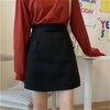 black mini skirt front view on model  