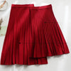 burgundy Knit A-line pleated skirt front view  