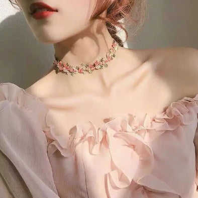 chucker Necklace – front view  on a model.