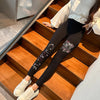 diamond print thermal tights fleece-lined pants