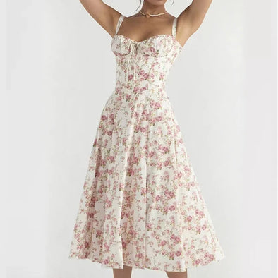 floral bustier dress