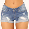 front view of the summer denim shorts