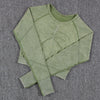High Waist Workout Clothes green top previews 