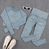 High Waist Gym Workout Outfit for Women grey color previews 