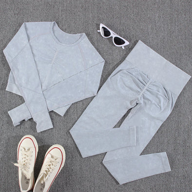 High Waist Workout Clothes grey set previews 
