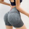 Back view highlighting scrunch butt-lift design - high-waist workout shorts