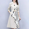 Lifestyle photo of woman wearing Korean trench coat 