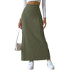 new Knitted high waist maxi skirt side view  Army green color 