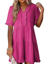 Pink view of notched neckline summer mini dress – Haute Damsel