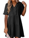 Black view of notched neckline summer mini dress – Haute Damsel