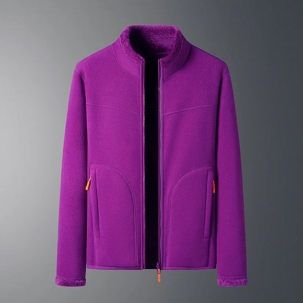 Front view of jacket fully zipped
