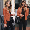 Front and side view of plus size PU leather jacket  