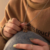 polar bear  Necklace – front view showcasing tassel details and pendant on a model