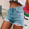  Front view of slim-fit sexy denim shorts