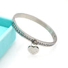 silver-Plated Heart Charm Cuff Bangle – front view