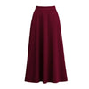  the Wine Red Full view of midi A-line skirt front 