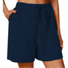 Close-up of waistband and stitching- women’s summer shorts