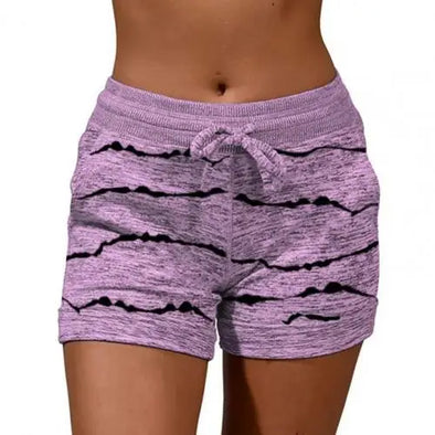 Front view of striped high-waist women's summer shorts  